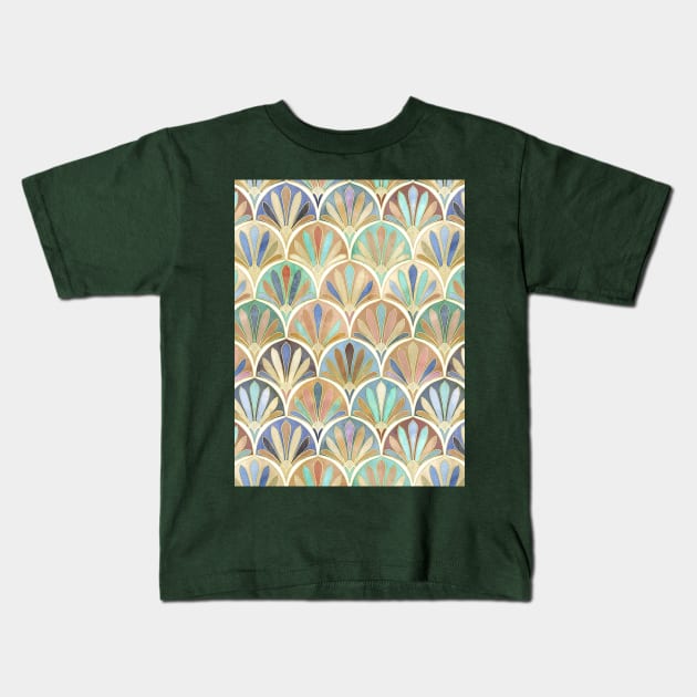 Autumn Neutrals Vintage Twenties Art Deco Pattern Kids T-Shirt by micklyn